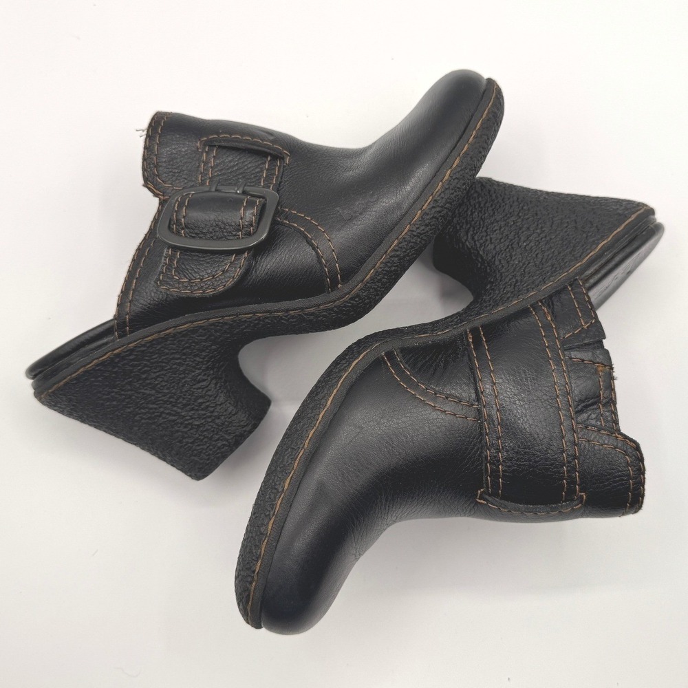 b.o.c. Born Concept Mens Black Leather Buckle Mules Clogs BC3406 CMH10 Size 7/38